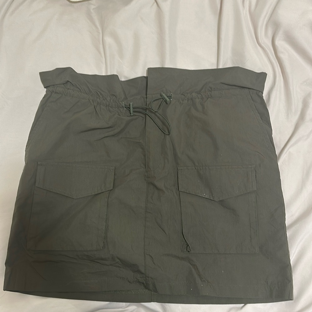Military green mini skirt